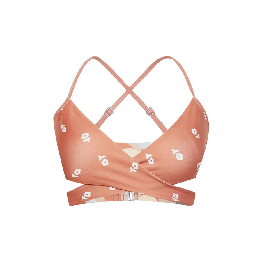 boochen sustainable surf bikini Top Arpoador style in red flower print