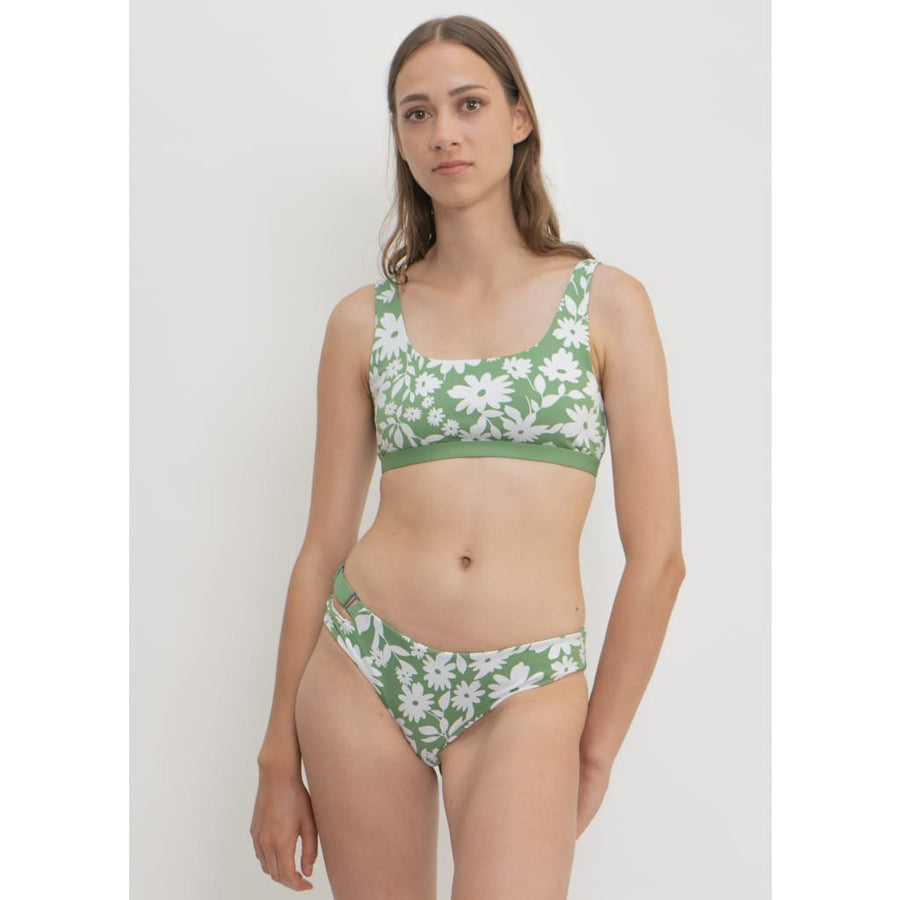 Caparica Bottom in Green Moonflower / Mint - bikini bottom