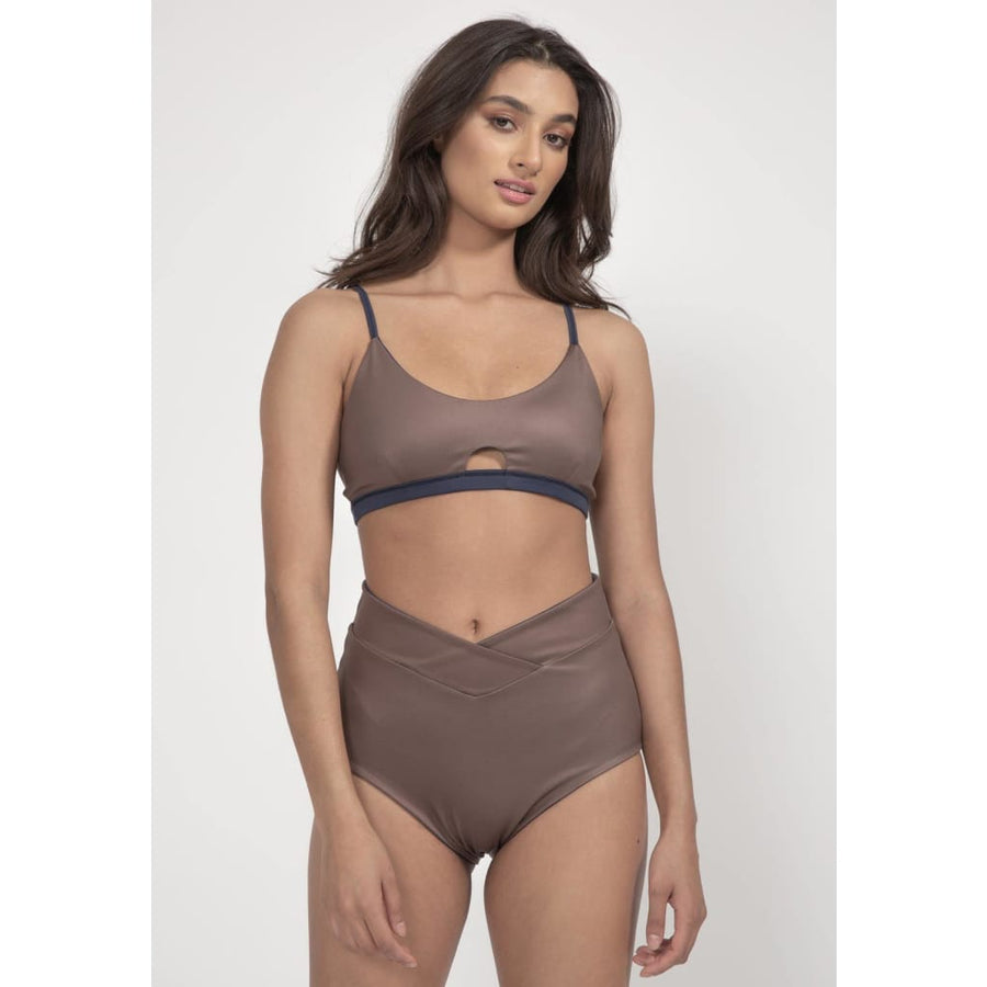 Diani Bikini Bottom Reversible in Midnight Blue / Mocha - boochen eco-conscious surfwear