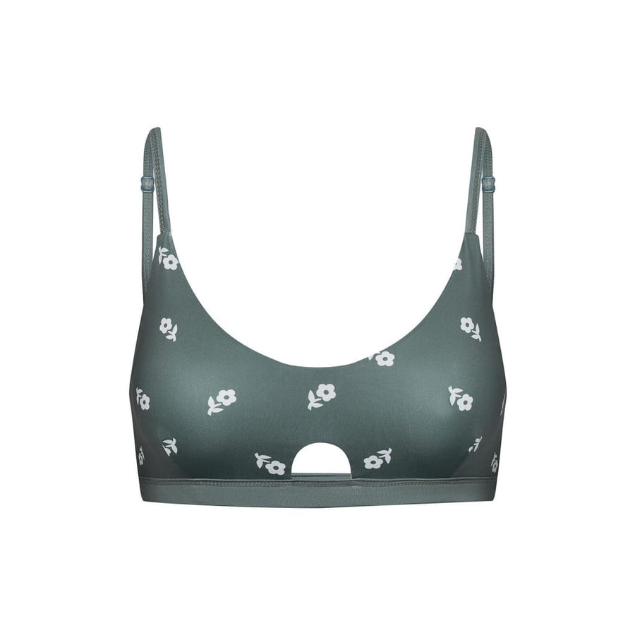 Diani Bikini Top Reversible in Green Wildflower / Daisy - boochen eco-conscious surfwear