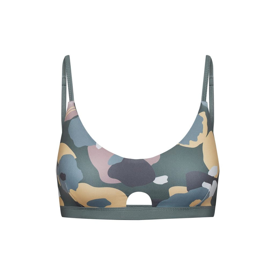 Diani Bikini Top Reversible in Green Wildflower / Daisy - boochen eco-conscious surfwear