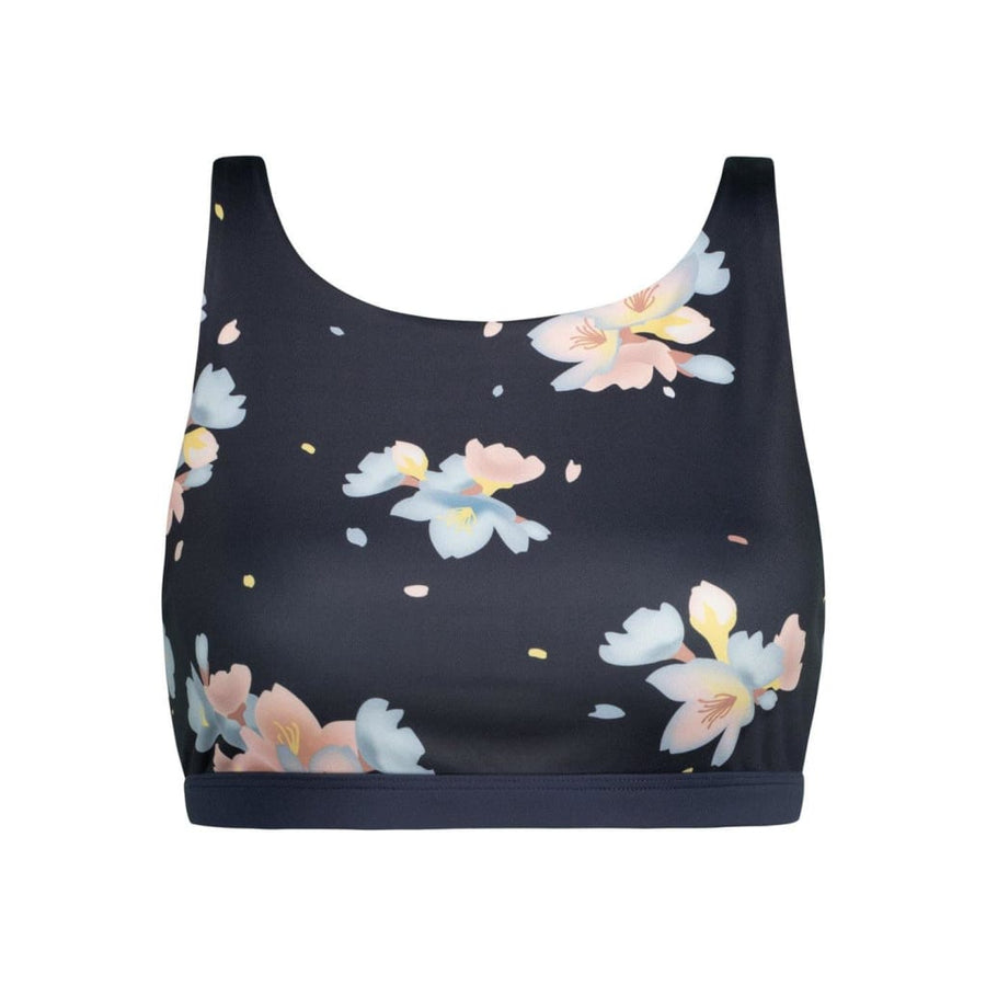 Sports bra Meco in Dark Sakura Print - boochen eco-conscious surfwear
