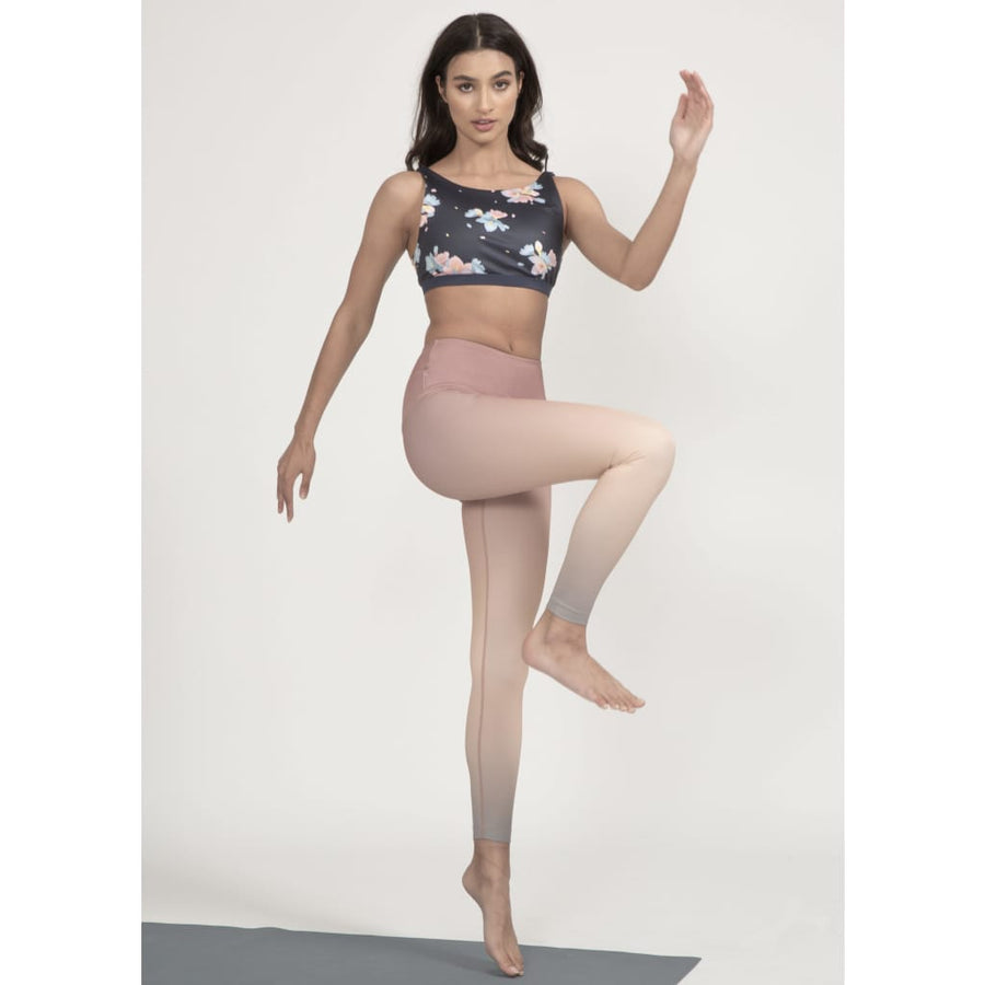 Sports bra Meco in Dark Sakura Print - boochen eco-conscious surfwear